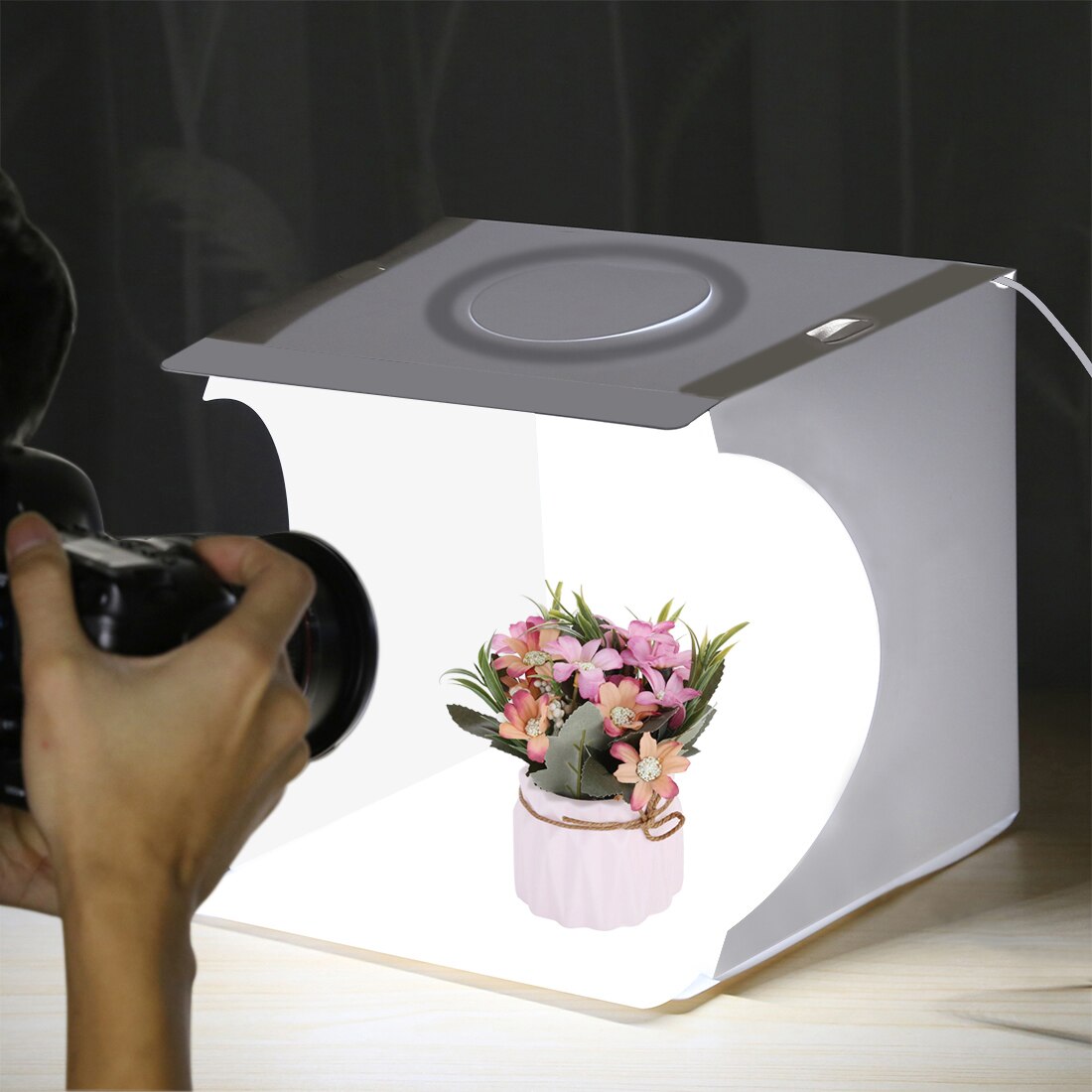 Mini Fotografia Lightbox Ring LED regola la luce Photo Studio Box Softbox Fotografia Box tenda Kit Shoot per cibo, gioielli, giocattoli