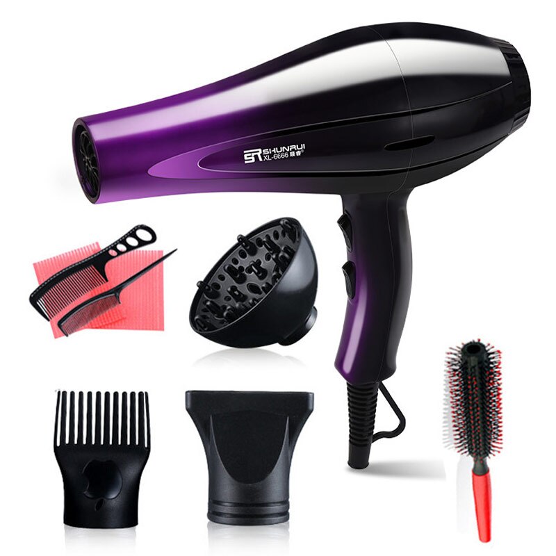 Hair Dryer Portable Powerful Electric Hair Dryer Traveller Compact /cold Air Salon Hair Dryer Blow Dryer 46D: purple-8in1