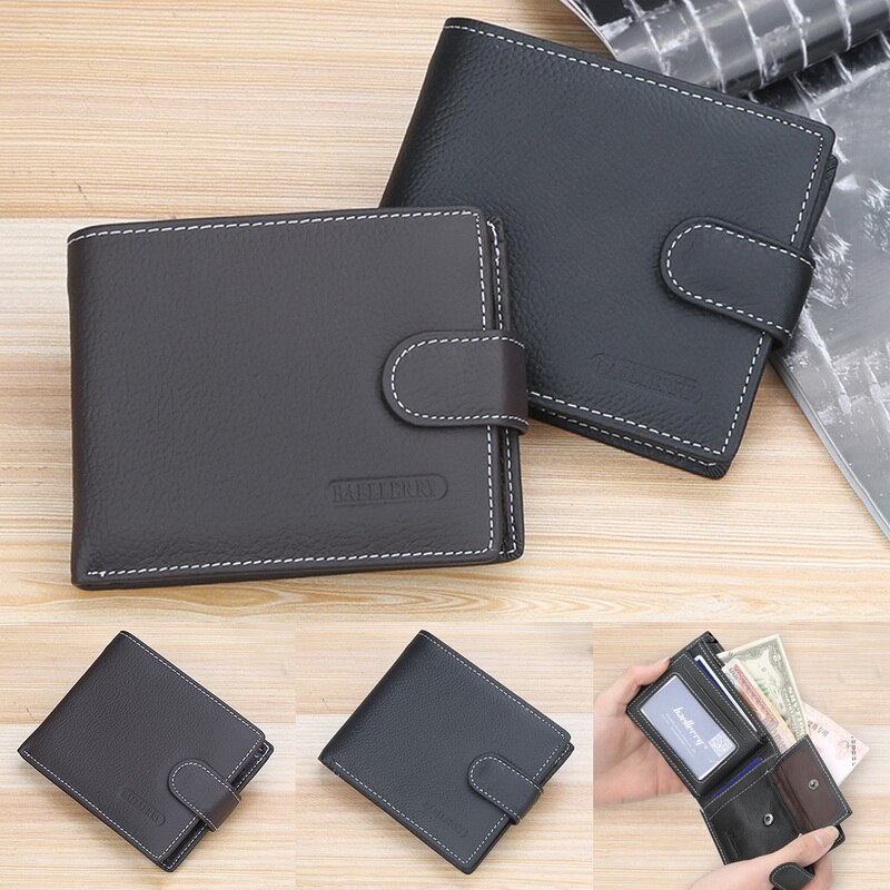 Genuine Leather Wallet Men Clip Cowhide Wallet Men Brand Coin Wallet Small Clutches Men's Purse Coin Pouch Short Men Wallet