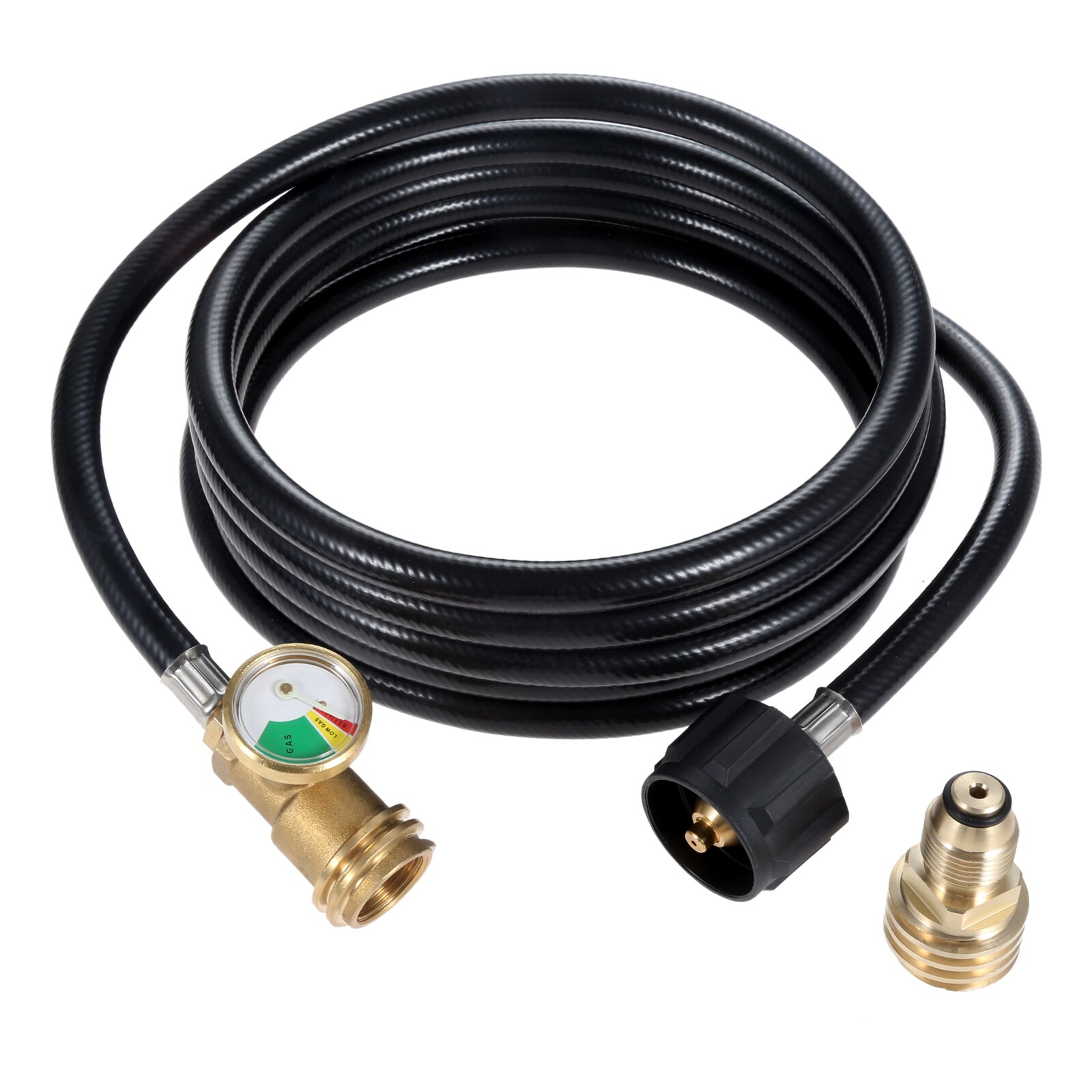 12 Feet Propane Hose with Gauge Tank Adapter Converts POL LP Tank to QCC1 for Gas Grill Stove and More Propane Appliances