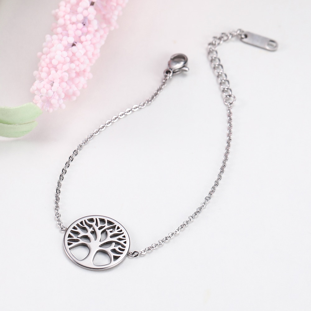 Skyrim Tree of Life Charm Bracelet Viking Stainless Steel Adjustable Chain Link Bracelets Pulsera Jewelry for Women Girl