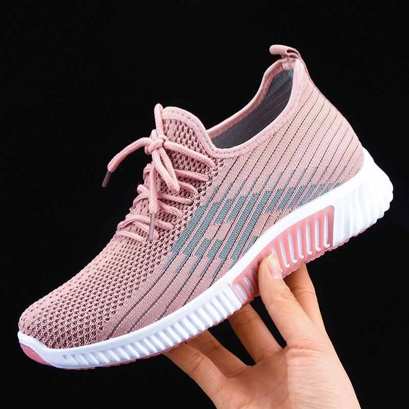 Kosz Femme 2020 kobiety sportowe buty do tenisa sznurowane oddychające tkaniny skarpetki trampki Fitness różowe damskie trenerzy Tenis Feminino