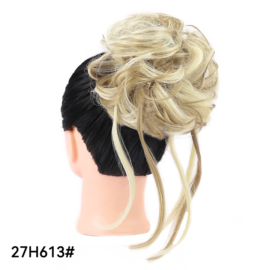 Messy Synthetic Hair Bun Scrunchy Donut Wavy Updo Elastic Scrunchie Hair Pieces Bridal Hairpiece Easy Bun Updos For Women Kids