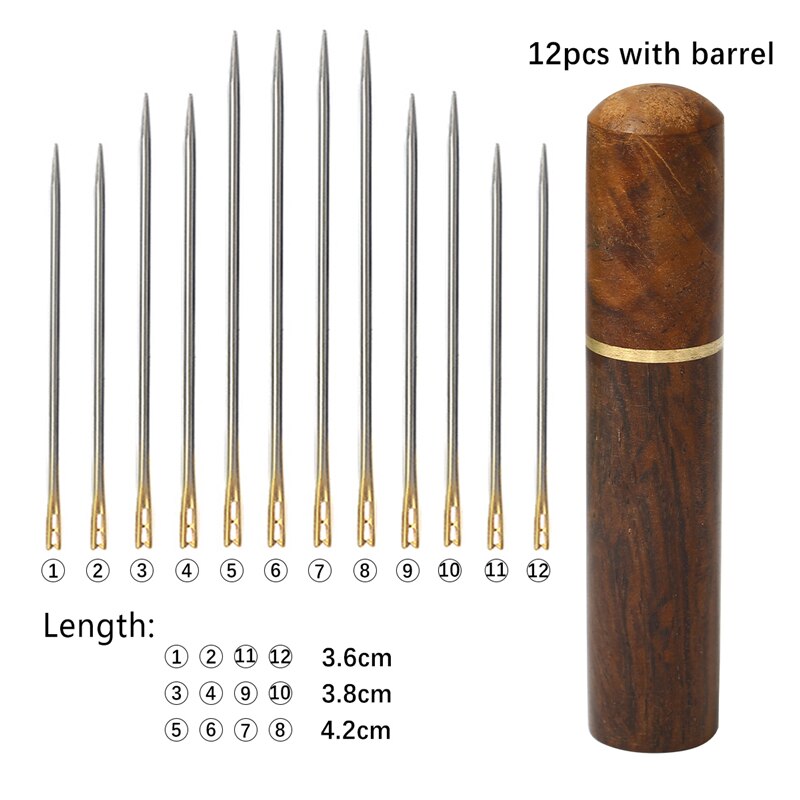 12Pcs Big Hole Blind Needle Elderly Needle-side Hole Hand Household Stainless Steel Beading Needless Threading Apparel Sewing: 09