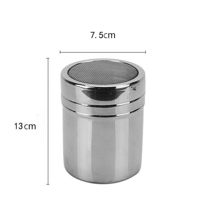 Small Stainless steel Flour Sieve Bottle Fine Mesh Bucket Cinnamon Cocoa Powder Sieve Baking Tools Cakes Coffee Decorative Tool: 7.5x13cm