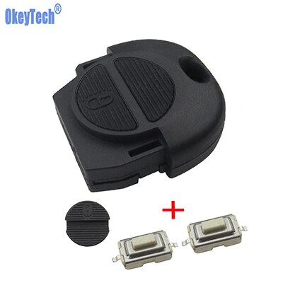 OkeyTech Replacement Remote Key Cover Case FOB 2 Buttons With 2PCS Switches &amp; Battery For Nissan Micra Almera Primera X-Trail: Case Switch Pad