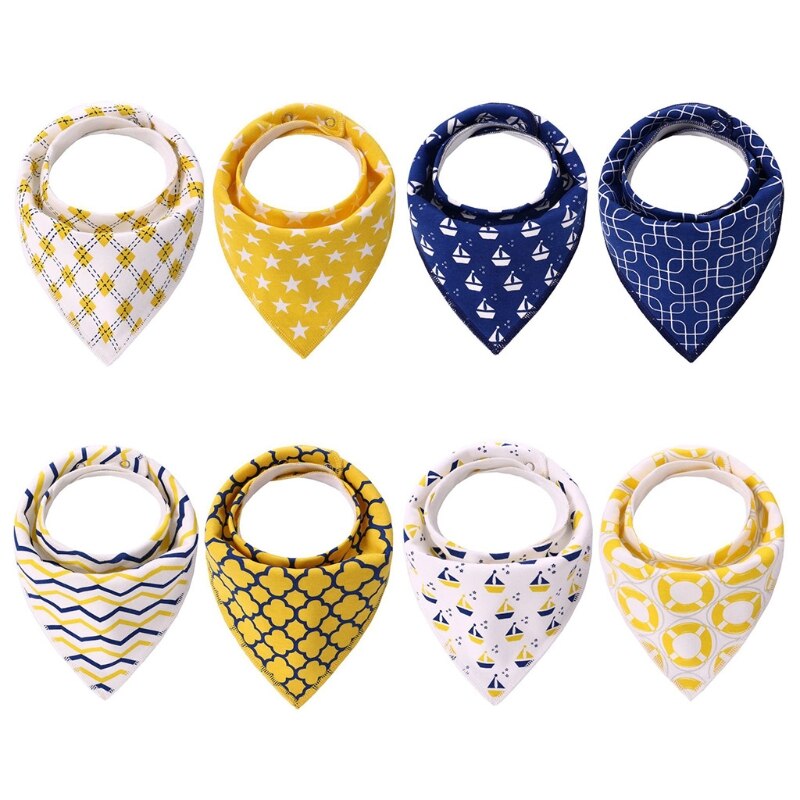 8 Pcs Baby Newborn Feeding Bibs Soft Cotton Saliva Towel Toddler Triangle Scarf: 3