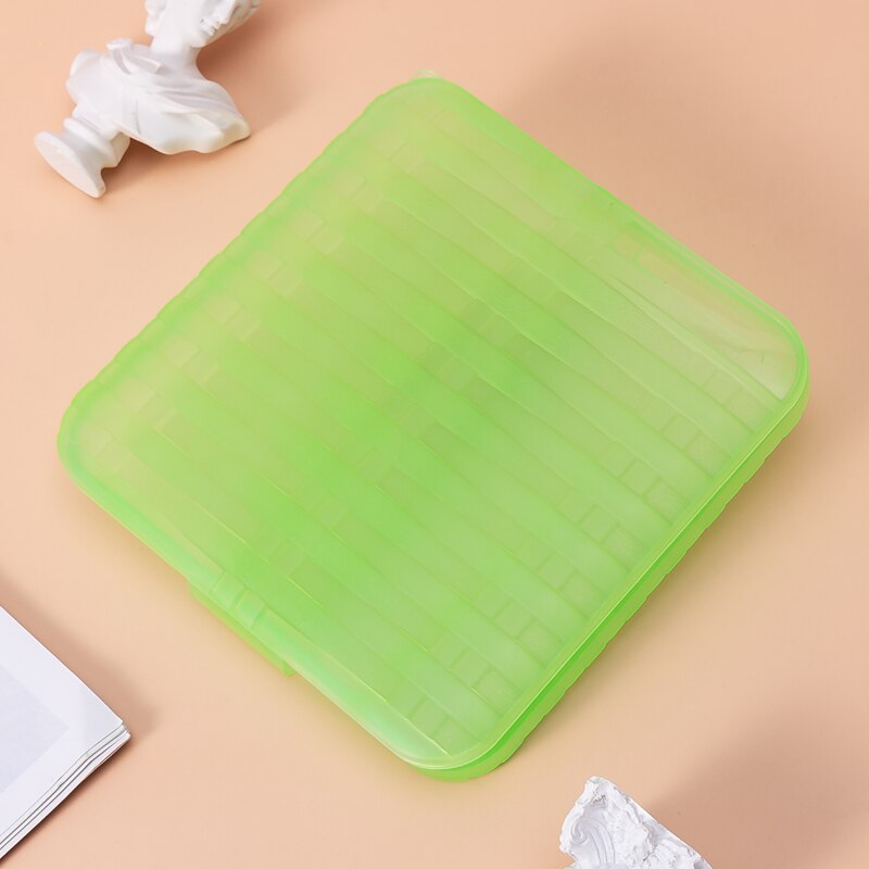 Kleurrijke pp-doos voor het opbergen van maskers, bewaar maskers, doos in rotanvorm, draagbare maskers, studentenmaskeropslag, stofdichte maskerorganizer: Transparant groen