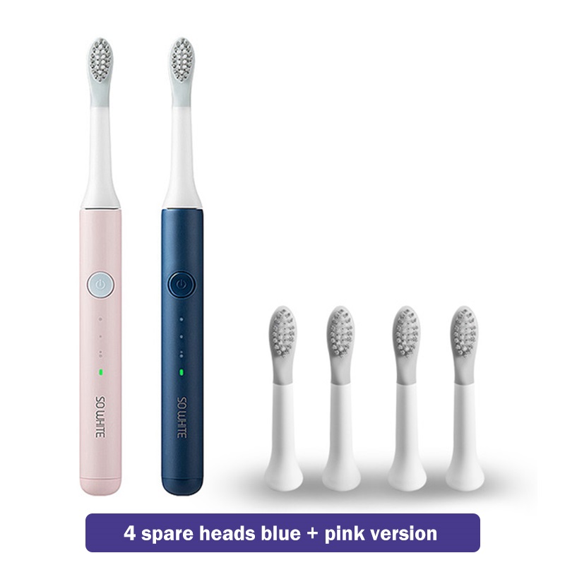 Xiaomi cepillo de dientes Mijia sonic blanco EX3 cepillo de dientes eléctrico Youpin de carga inalámbrica impermeable Ultra sónico cepillo automático: blue pink 4 heads