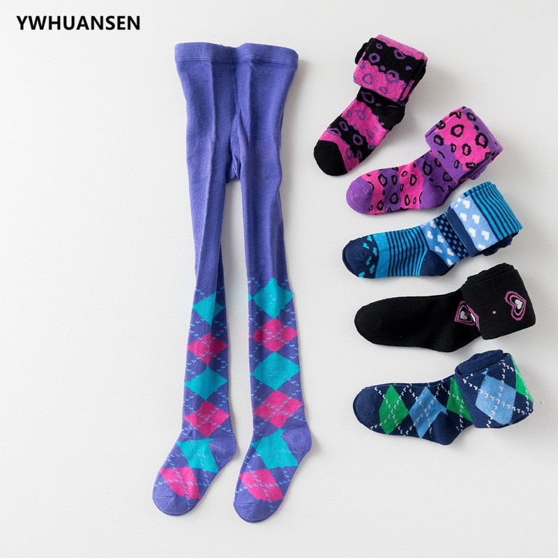 YWHUANSEN Children's Tights Rhombus Pattern Stockings For Girls Boy Cotton Pantyhose Kids Patterned Collant Enfant