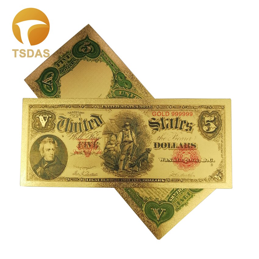 Usa sedler $ 5 dollars guldfolie seddel til indsamling og