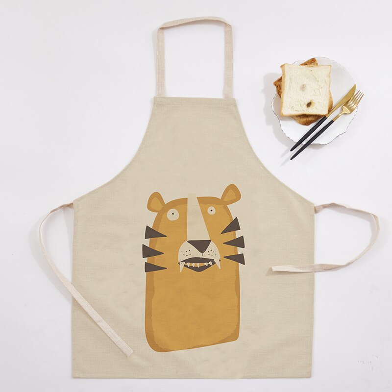 1Pcs Dier Patroon Katoen Schort Volwassen Slabbetjes Thuis Koken Bakken Koffie Winkel Schoonmaken Schorten Keuken Schoonmaken Accessoires: B