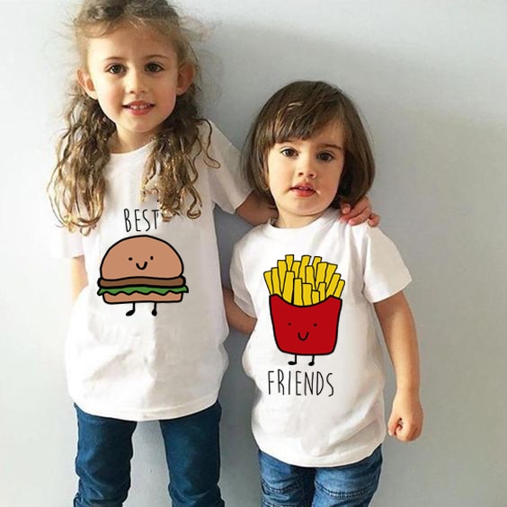 T-shirt manches courtes pour enfants, humoristique et humoristique avec le meilleur ami pour garçons et filles, tendance