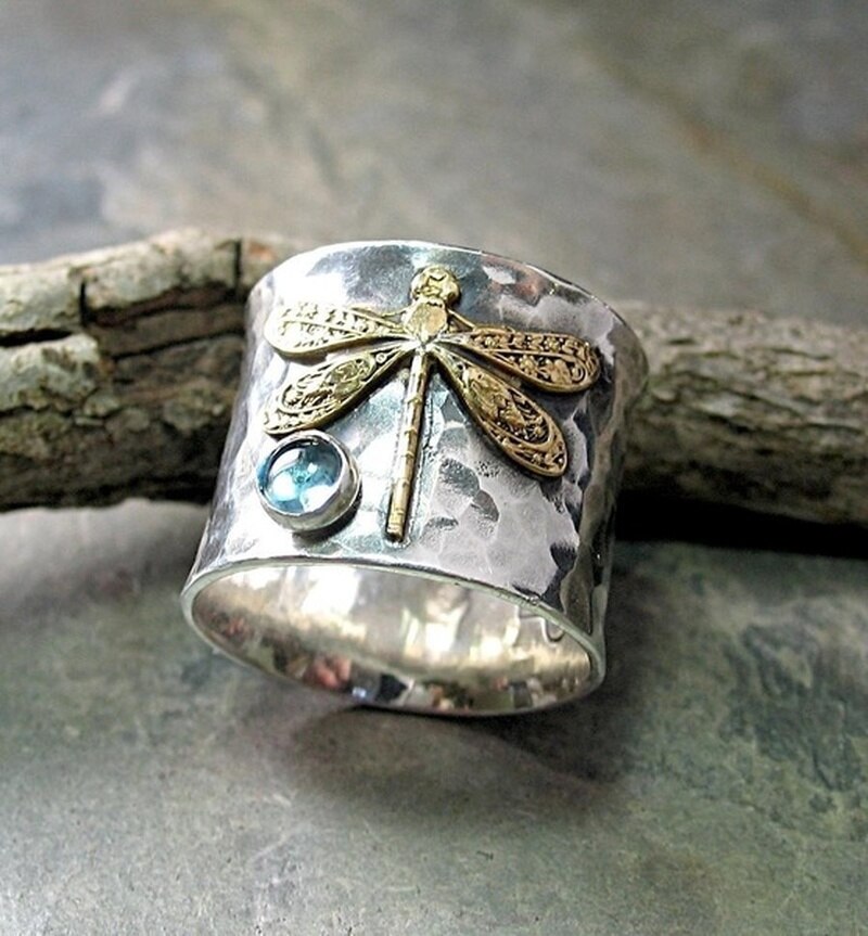 Ringe für damen, libellen-edelsteine, trendiger schmuck, ästhetischer damenring, schmuckaccessoires, ästhetische ringe, schmuck: 11