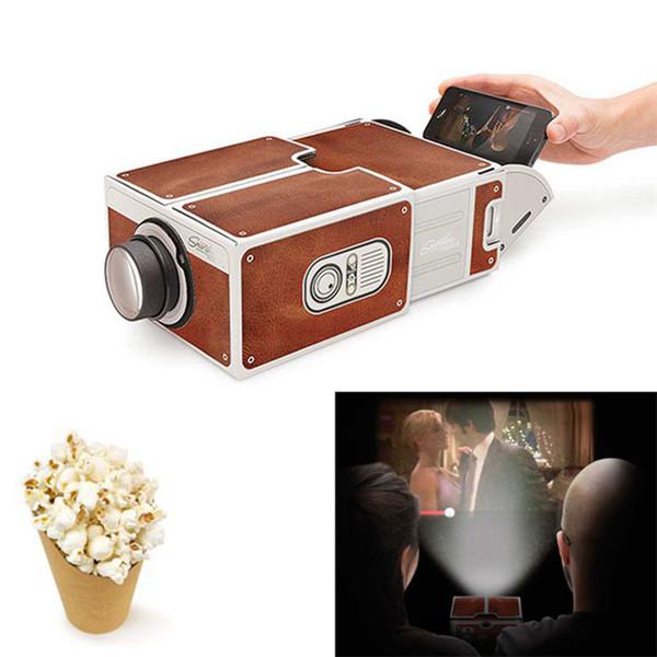 Metermall diy 3d projektor papp mini smarttelefon projektor lys nyhet justerbar mobiltelefon projektor bærbar kino
