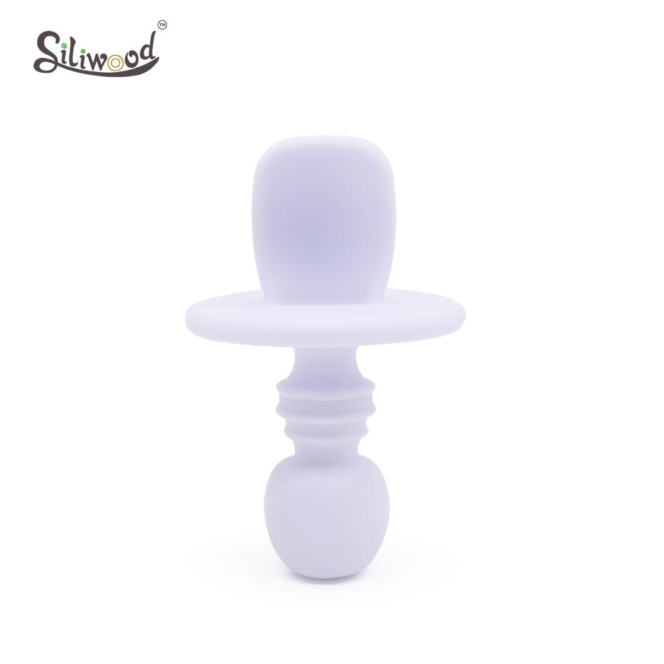 Kind Voeden Baby Bestek Houten Silicone Baby Veilig Voeden Zuigelingenvoeding Accessoires Cartoon Babyvoeding Lepel Vork: 1pc Purple Spoon