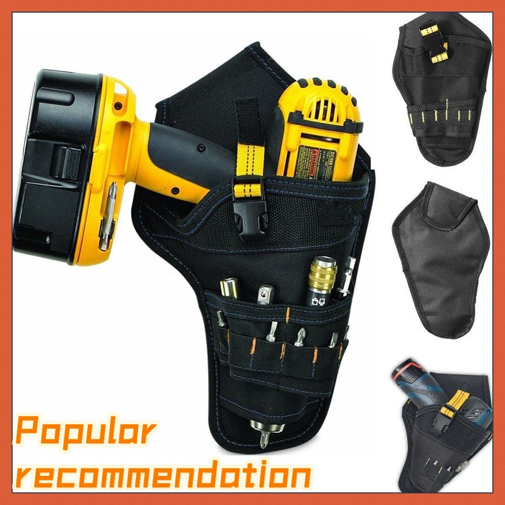 Portable Heavy Duty Drill Driver Holster Cordless Electrician Tool Bag Bit Holder Belt Pouch Waist Cordless Drill Storage Pocket