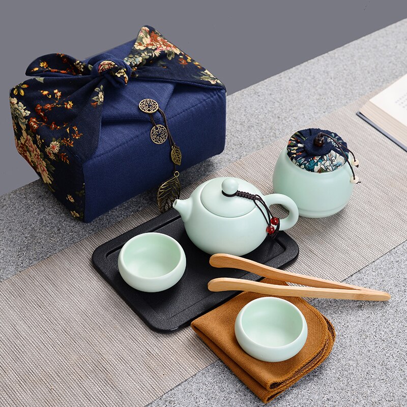 1set Japanese-style Ceramic Tea Set Portable Travel Teacups Travel Portable Porcelain Teaware Household Hone Office Drinkware: H