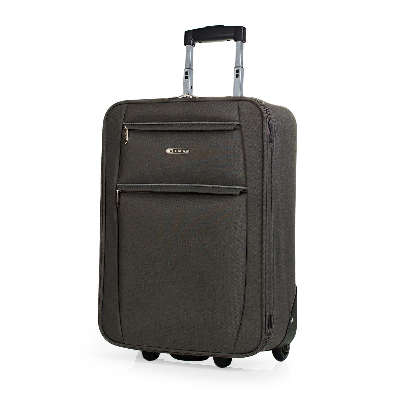 Itaca modèle Cassley valise trolley cabine Semirígida 50 Cm Polyester EVA poignée réglable, 2 poignées 2 roues roulettes faible coût: Marron