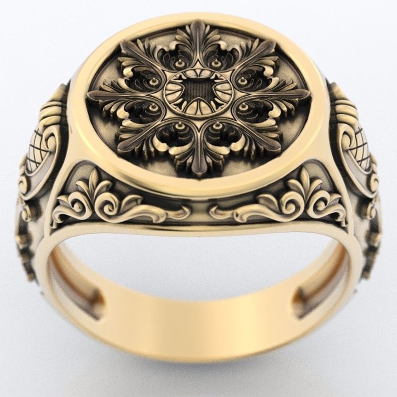 Mannen 925 Zilveren Vintage Overheersend Ring 18K Geel Vergulde Rose Gold Ring Sieraden Ring: 9 / Gold