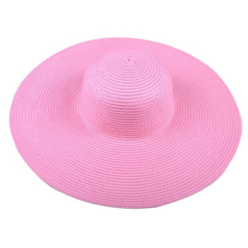 Seaside large brim hats summer straw hat foldable sun hat Summer Sun Hats For Women large Brimmed Straw Sun Hat Folding Beach Gi: Pink