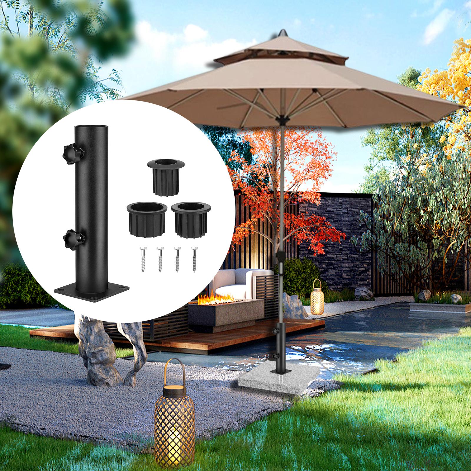Parasolstativ til rør, udskiftning af parasol i stål, kraftige stativer, baser til terrasse til græsplæne, sommerstrand, baghave, balkon, pontoner: Mørkegrå
