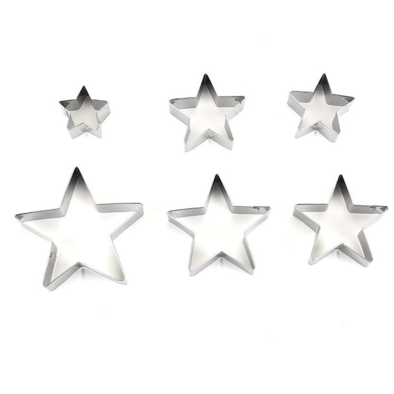 Keksausstecher mit Weihnachtsthema aus Edelstahl, Backwerkzeuge, Kekspresse, Fünf-Punkt-Stern-Matrize, Küche, 6 Stück Profi einstellen
