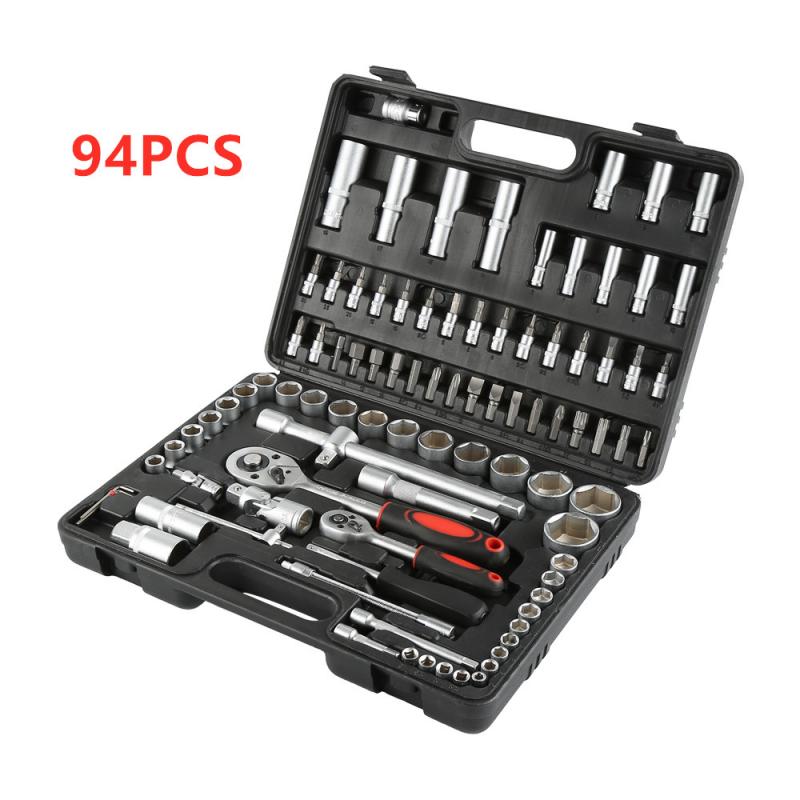 192/53 Pcs Repair Tool Set Household Repair Hand Tool Kit With Plastic Toolbox Storage Case Socket Wrench Screwdriver Knife HWC: 94pcs