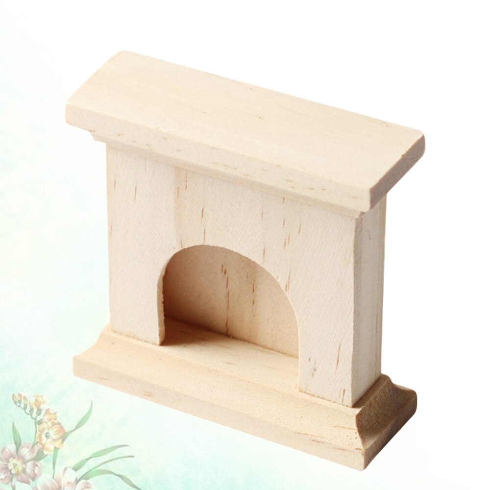 Mini Natural Solid Wood Fireplace Photograph Model Adornment Miniature Toy House Accessories