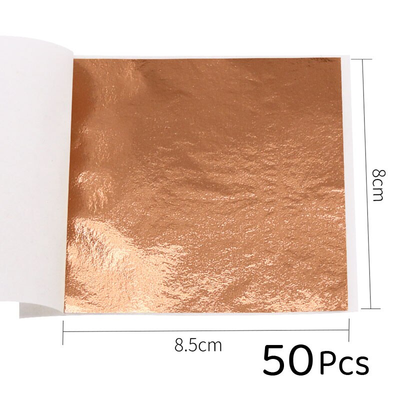 Imitation Gold Leaf Sliver Red Foil 8x8.5cm Papers Art Craft Kraft Paper DIY Craft Decor Leaf Leaves Sheets 10/50pcs: Rose Gold-50