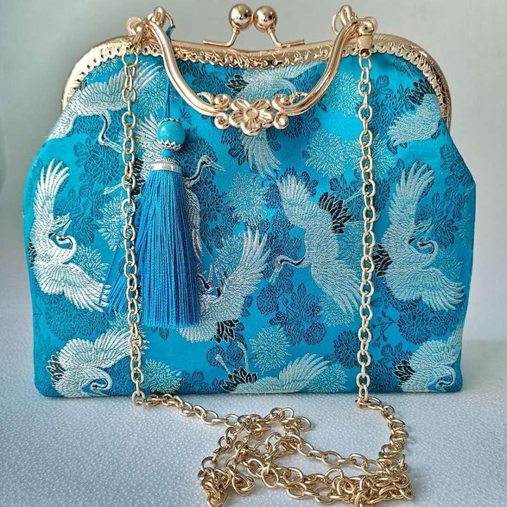 Bolso de estilo japonés para mujer, bolsa de mano con cierre de concha, Vintage, cadena, bandolera