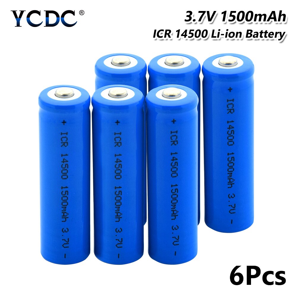 1/2/4/6/8/10x ICR 14500 1500mah Lithium Batteries 3.7V 14500 Li-ion Lithium Battery For Aerial Model Microphone Gamepad Toys: 6 pieces