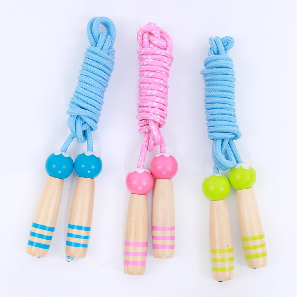 1PC Kids Jump Ropes Wood Handle Sport Bodybuilding Fitness Lovely Cartoon Skipping Ropes Crossfit Fitness Equipment#P30