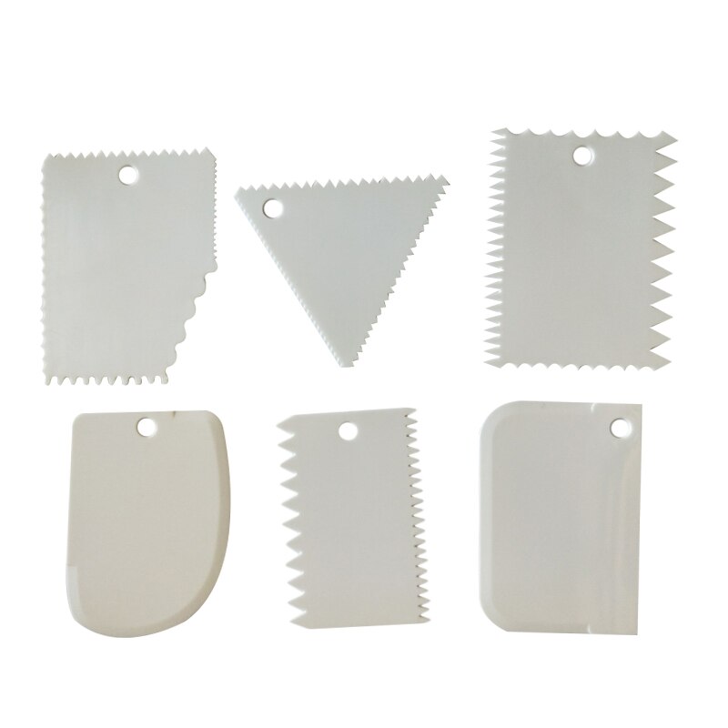 Raspador de plástico para cerámica, herramienta para tallar y esculpir arcilla, con forma de diente, textura de arcilla artesanal, 6 piezas: 6pcs White