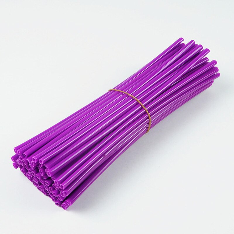 Llanta de rueda de motocicleta de 24cm, tubo fluorescente de radios, cubierta protectora de rueda de moto de cross, radios decorativos, 72 unids/set por juego: Morado
