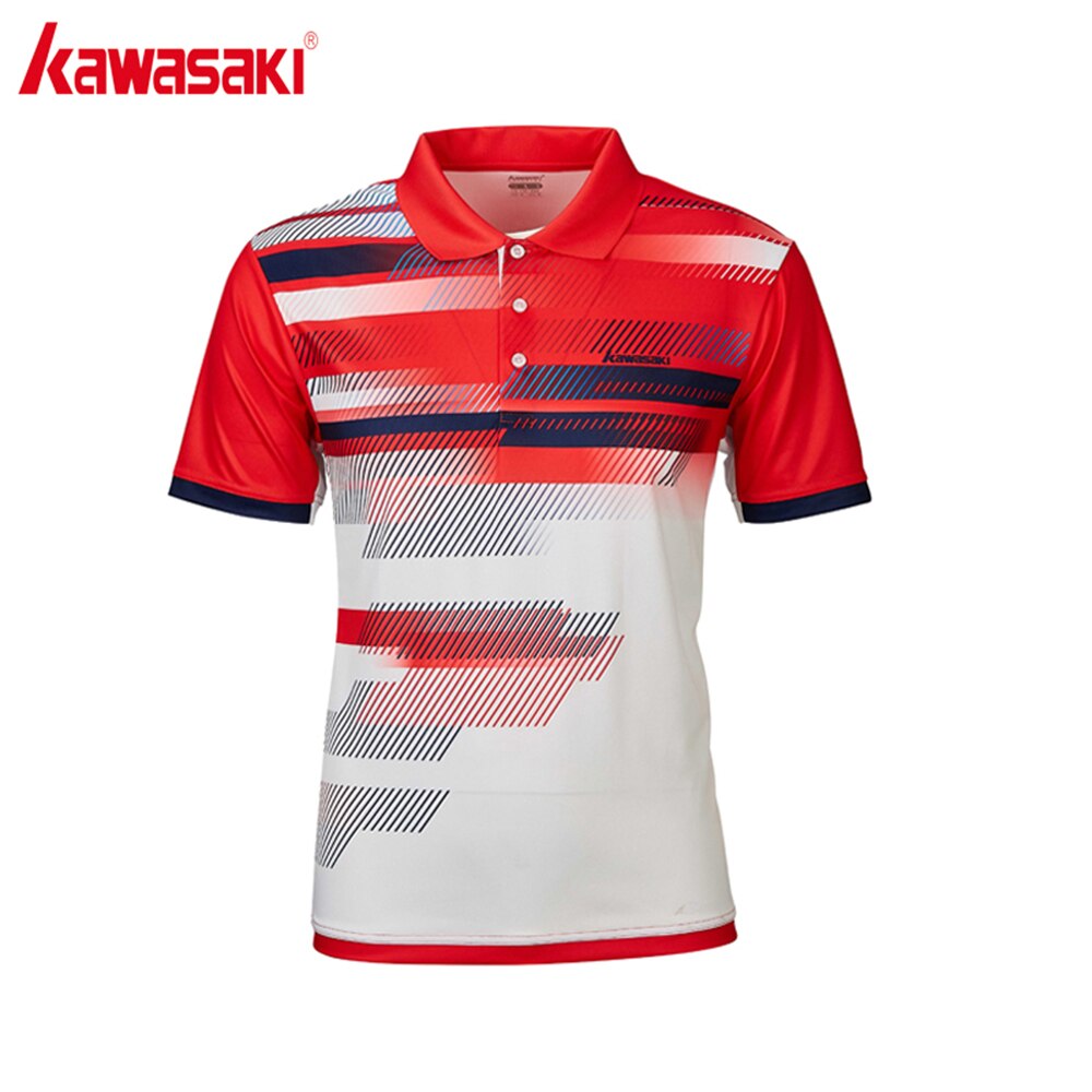 Kawasaki merke herre t-skjorter korte ermer hurtigtørkende 100%  polyester tennis t-skjorte sportsklær st -r1201: Rød / M