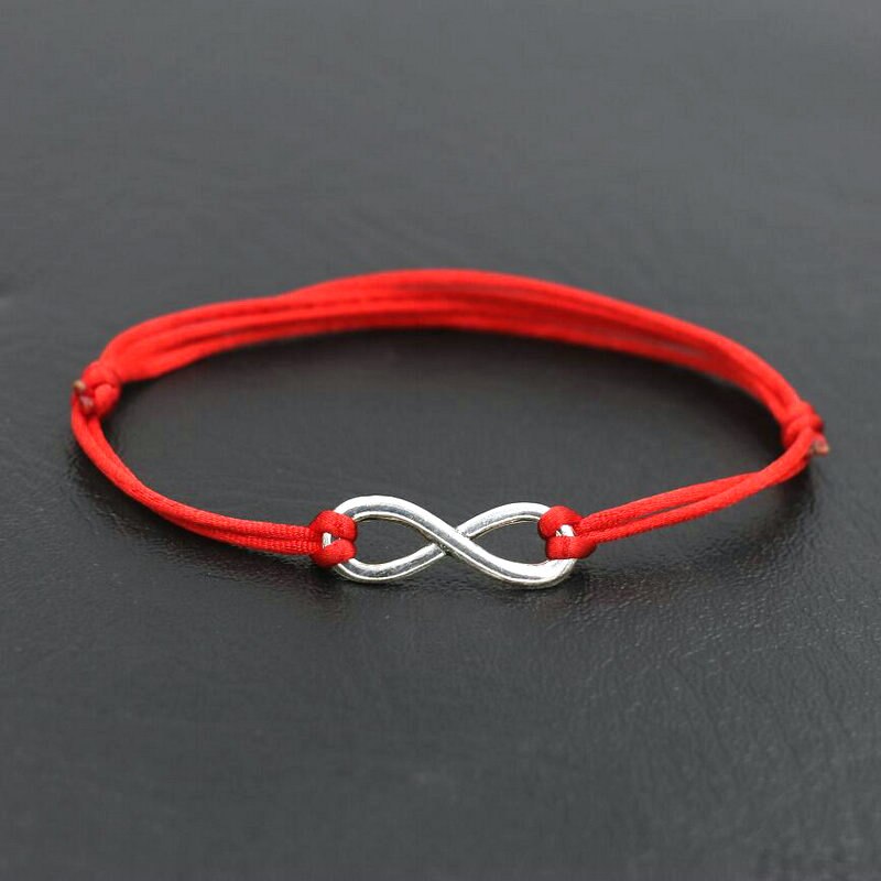 Mujeres afortunadas de Color plata infinito encanto 8 hombres pulsera hilo de cuerda roja cuerdas Chakra pulseras para niño niñas niños de los Amantes: YDL red