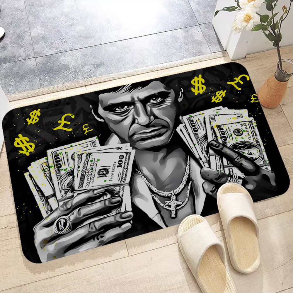 Film Scarface Vloermat Goedkoper Anti-Slip Moderne Woonkamer Balkon Bedrukt Modern Interieur Flanellen Mat: 800mm x 800mm / GRIJS