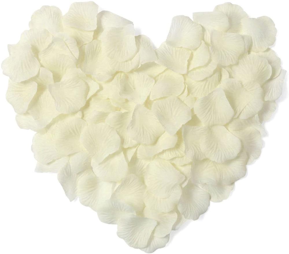 Pétalos de rosa de 1000 Uds., pétalo de seda roja, flor para boda, decoración para de noche romántica y decoración para eventos y fiestas de San Valentín: 1000pcs Ivory