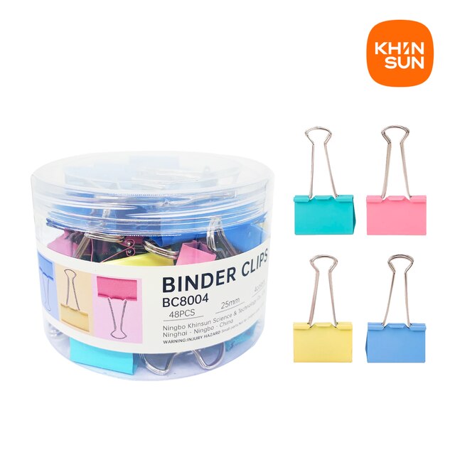 Khinsun Color Binder Clip 15/19/25/32mm Multicolor Paper clips Document File Binder school office supplies E8554A: 25mm-48 Clips