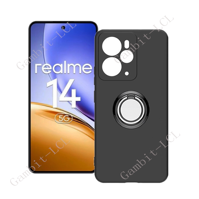 För realme 14 5g global 6.67 "realme 14 bakre ringhållare fäste telefonskydd tpu mjukt silikonskal på realme 14