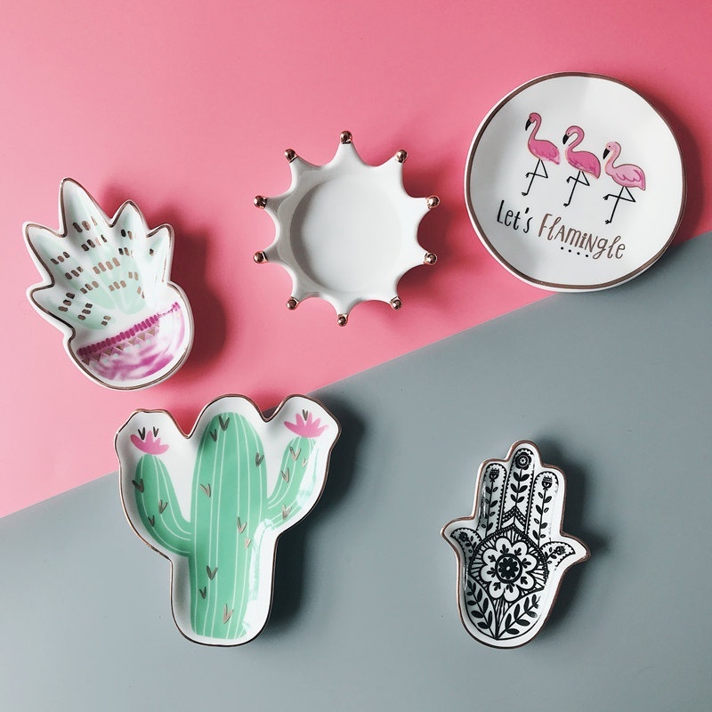 Producten Cactus Plaat Keramische Schotel Nordic Stijl Decoratieve Kroon Voedsel Plaat Sieraden Trays Ringen Armbanden Houder