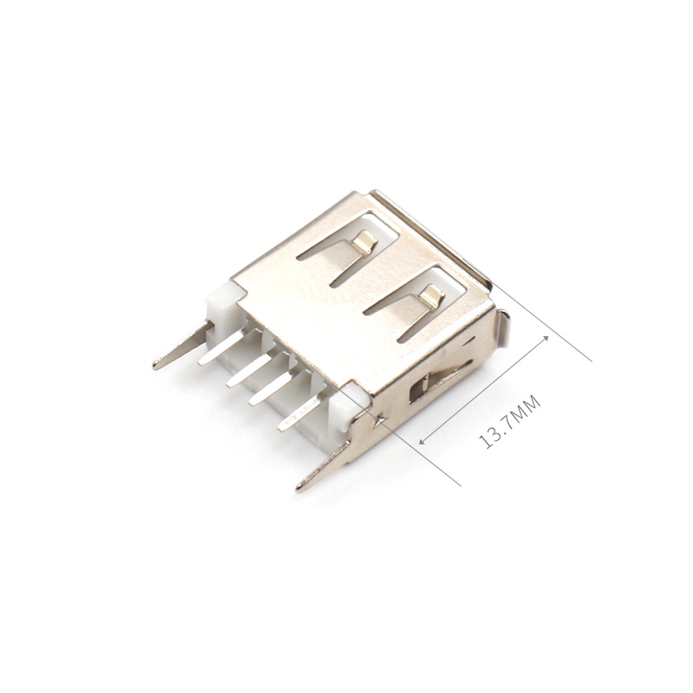 Prise USB Type A Femelle Verticale à 4 Broches, 100mm, 15mm, 180mm, 13.7mm, 17.5mm, Wild USB, 19.6 PCs, 20.5