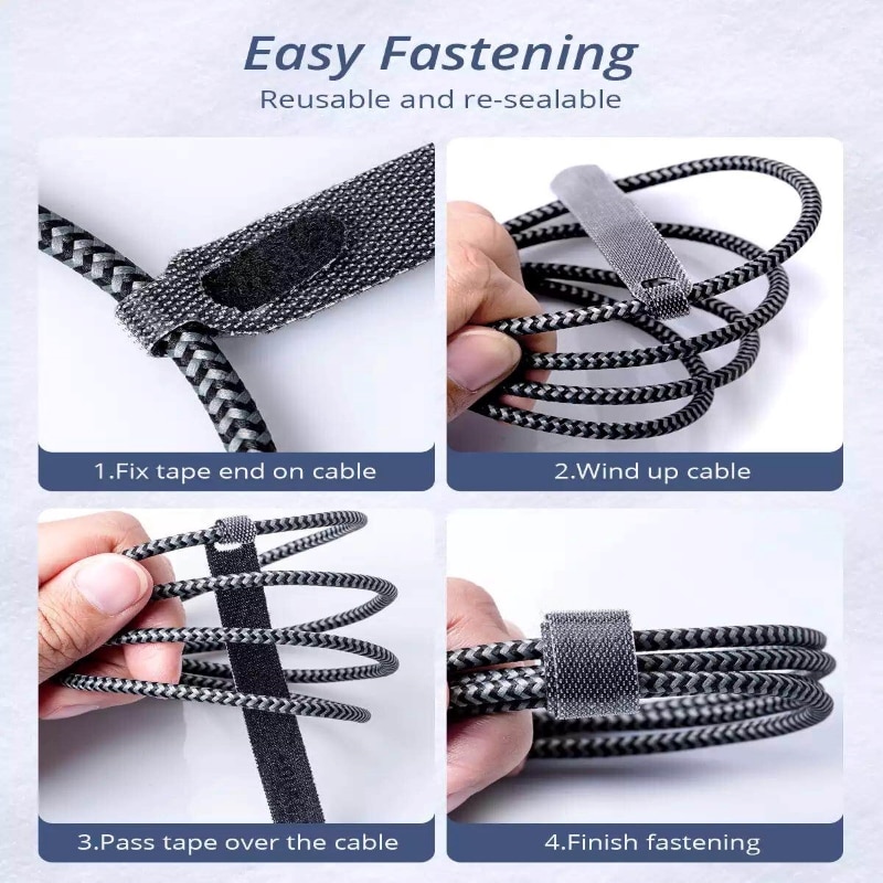 Nylon Velcros Adhesive Fastener Tape Magic Hooks Loops Cable Ties Clip Wire Line Finishing Velcroing Strap Sticky Ribbon