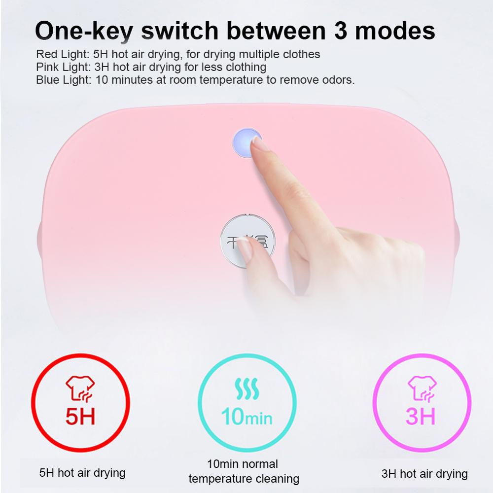 Portable Clothes Dryer Machine Mini Underwear Towel Clothes Dryer Box for Home Travel Waterproof Pink Chinese Plug 220V
