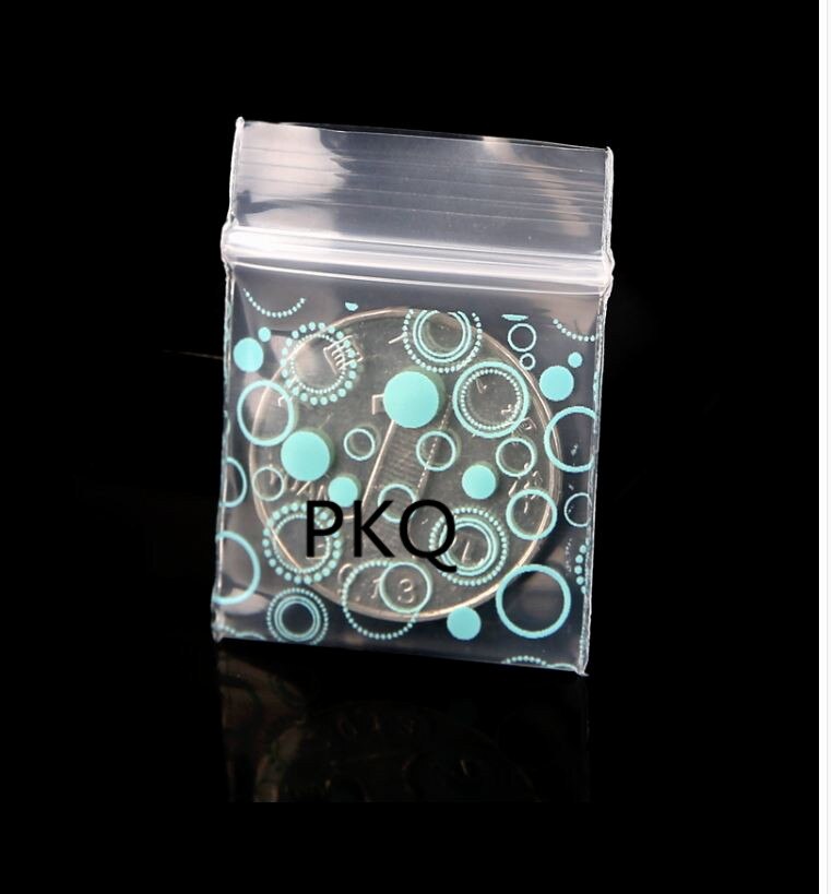 100pcs 3*4cm Mini zip lock bags Green Dots Clear Plastic Grip Bag Pill Jewelry Packaging Pouch Reclosable Poly Bag
