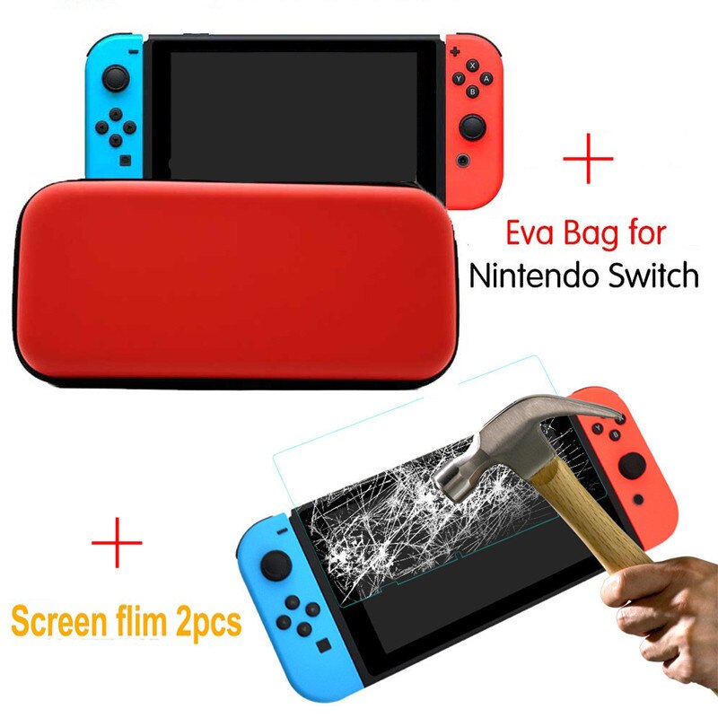 1 ハードevaバッグ + 2 個強化ガラススクリーンプロテクターnスイッチnintendスイッチ保護gameplayerカバー