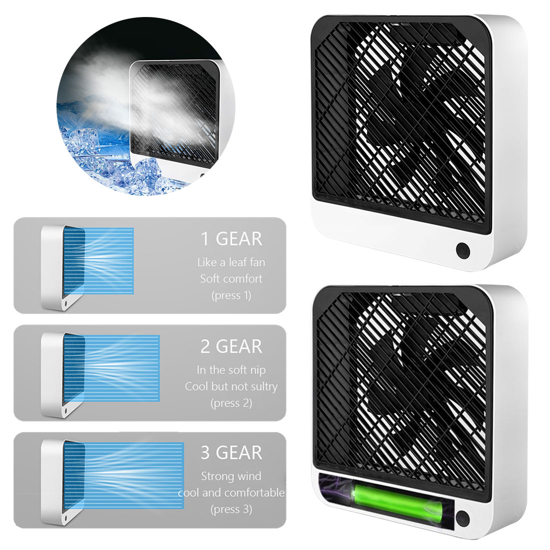 Square Desktop Fan USB Rechargeable Electric Fan Simple Desk Portable Air Cooler Fans Ventiladors 1200mAH 7 Leafs Home Office