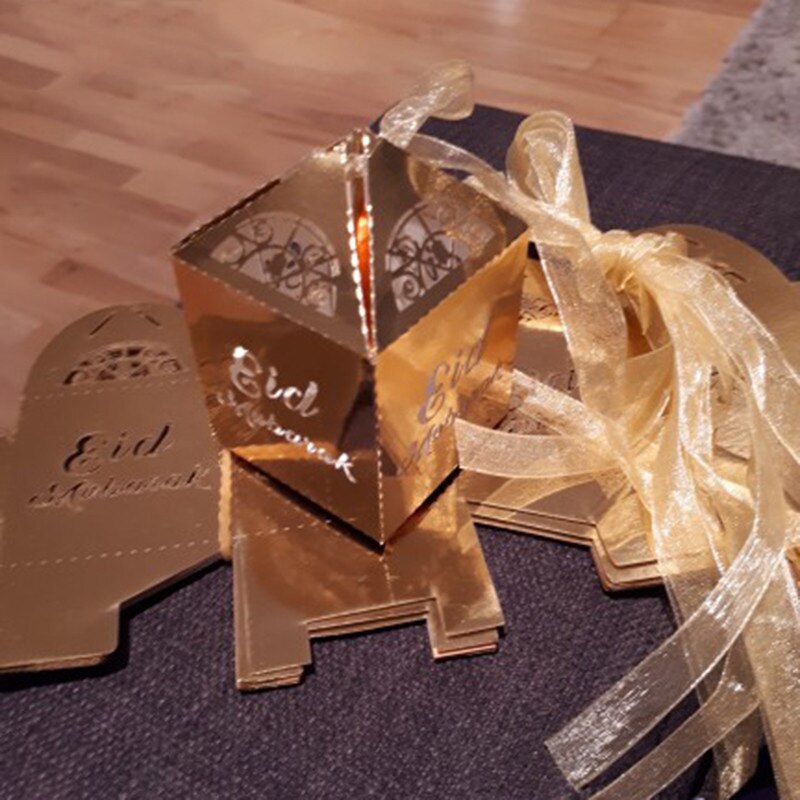 20 Pcs Ramadan Decoratie Goud Zilver Eid Mubarak Geschenkdoos Moslim Gelukkig Islamitische Eid Al-Fitr Party Candy Box decor Eid Ramadan