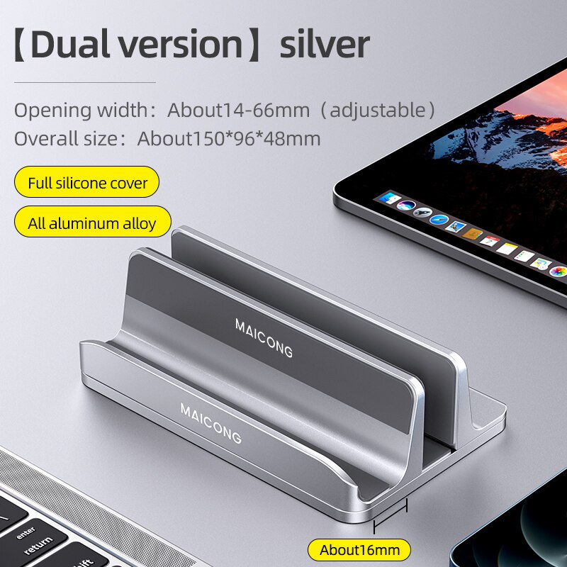 Mc LS818 Laptop Stand Opvouwbare Aluminium Laptop Houder Notebook Verticale Stand Voor Macbook Air Tablet Houder: 2 Slot
